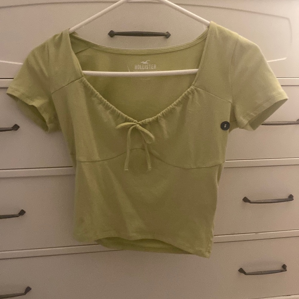 green Hollister top with tie